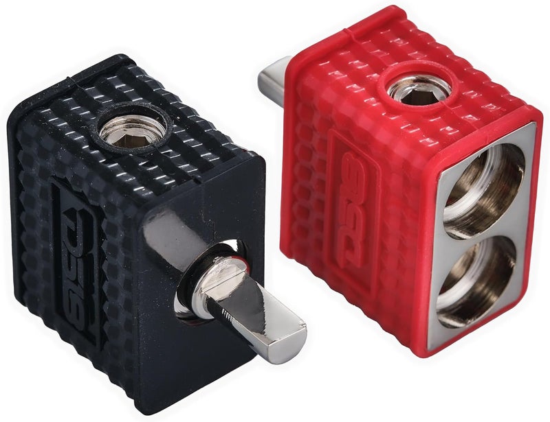 DS18 Amp Input Reducers with Offset Stub & Red/Black Silicone Cover, Marine Grade, Wire Reducer Power/Ground Input Reducer, Amplifier Wire Connector, Pair (Dual 1/0-GA to 1/4-GA) - Image 5